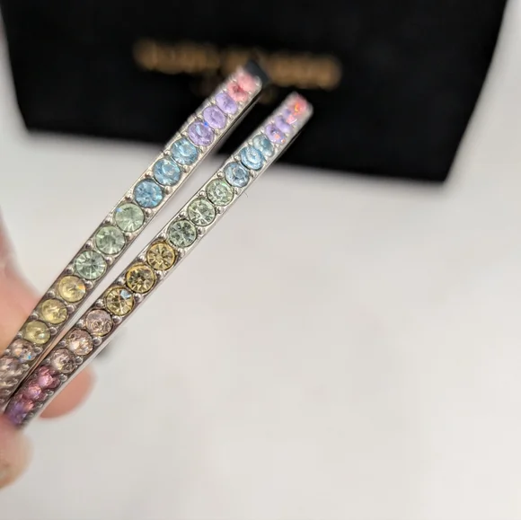 Kurt Geiger Pastel Rainbow Crystal Hoop Earrings - Picture 5 of 5